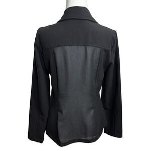 Maurices Open Front Women's Blazer Chiffon Back Black Urban Chic Career Sz S